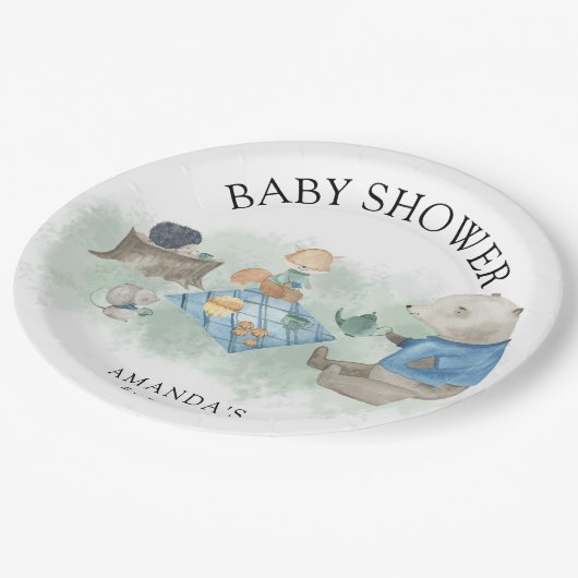 Assiettes En Carton Animaux forestiers des bois - baby shower (Angle)