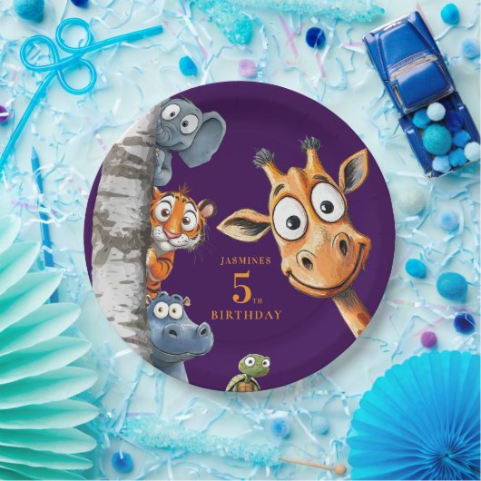 Assiettes En Carton Animaux Jungle personnalisés Plaques de fête d'ann (Fête)