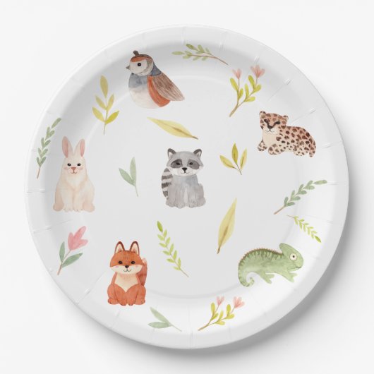 Assiettes En Carton Animaux mignons Aquarelle Enfants (Devant)