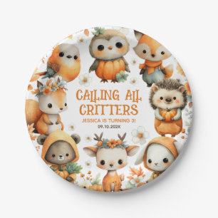 Assiettes En Carton Animaux mignons de la forêt, fête d'automne pour e