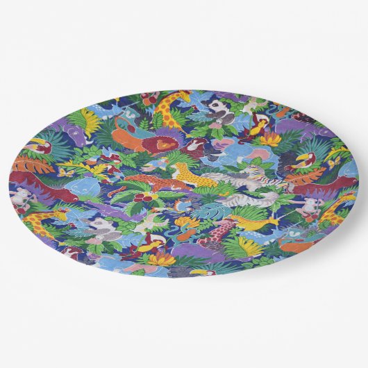 Assiettes En Carton Animaux Safari Animés (Angle)