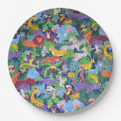 Assiettes En Carton Animaux Safari Animés (Devant)