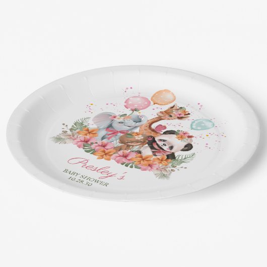 Assiettes En Carton Animaux Safari pour filles (Angle)