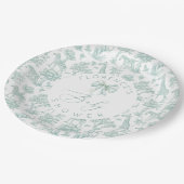 Assiettes En Carton Animaux Safari Toile Baby shower vert (Angle)