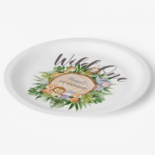 Assiettes En Carton Animaux sauvages Bois (Angle)