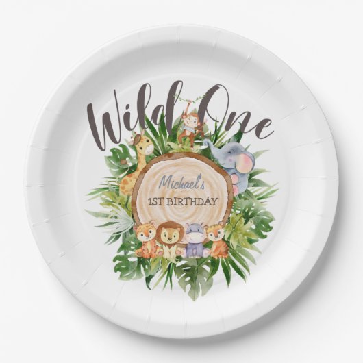 Assiettes En Carton Animaux sauvages Bois (Devant)