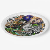 Assiettes En Carton Animaux sauvages de la Savane africaine (Angle)