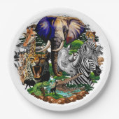 Assiettes En Carton Animaux sauvages de la Savane africaine (Devant)