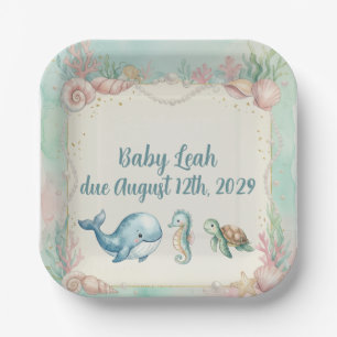 Assiettes En Carton Animaux sous la mer Aquamarine Baby Shower