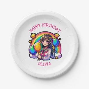 Assiettes En Carton Anime Girl Colorful Pop Art Anniversaire Personnal