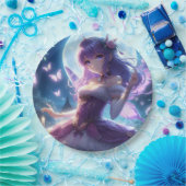 Assiettes En Carton Anime Girl Violet Papillon Aile Lune Fée (Fête)