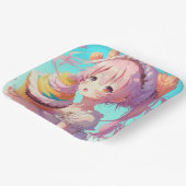 Assiettes En Carton Anime Girl with Whimsical Cupcake Anniversaire (Angulaire)