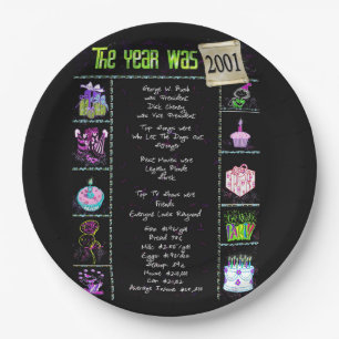 Assiettes En Carton Année 2001 Anniversaire Trivia Faits Papier Plaque