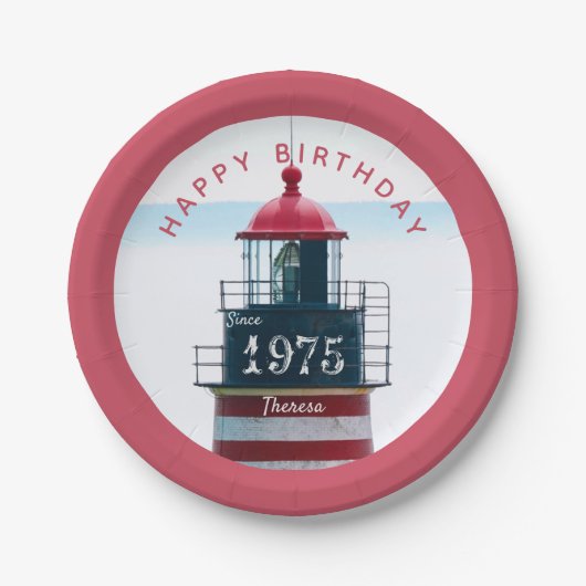 Assiettes En Carton  Année Anniversaire Monogram Lighthouse (Devant)