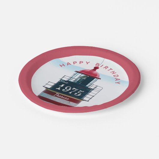 Assiettes En Carton  Année Anniversaire Monogram Lighthouse (Angle)