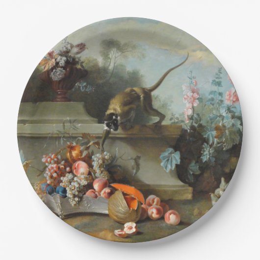 Assiettes En Carton Année des Fruits de singe Fleurs Plaque de papier (Devant)