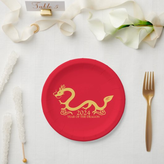 Assiettes En Carton Année du dragon 2024 (Mariage)