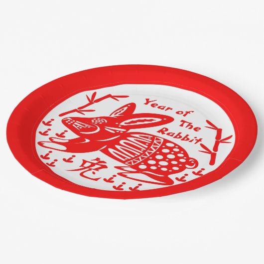 Assiettes En Carton Année du lapin (Angle)