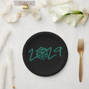 Assiettes En Carton Année RPG   Émeraude Imaginaire Table Gamer Dice