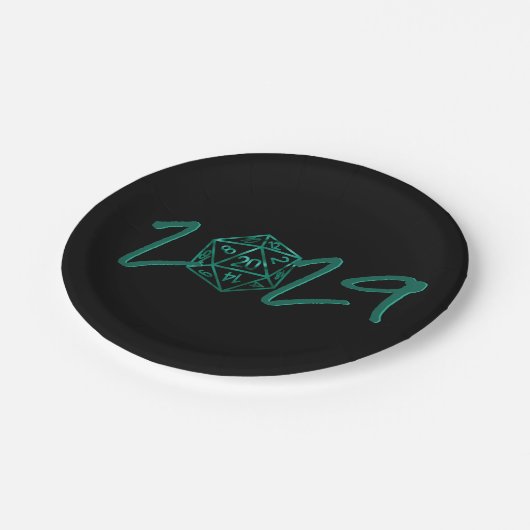 Assiettes En Carton Année RPG | Émeraude Imaginaire Table Gamer Dice (Angle)