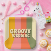 Assiettes En Carton Années 60 rétro les années 70 Hippie Super Stripes (Fête)