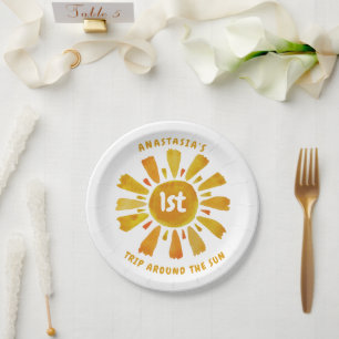 Assiettes En Carton Anniversaire 1 an Sunshine