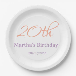 Assiettes En Carton anniversaire 20 ans vert violet nom simple mode te