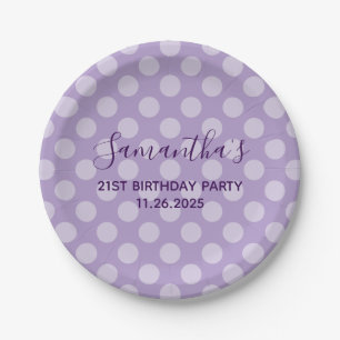 Assiettes En Carton Anniversaire 21 ans Pale Purple Polka Dot