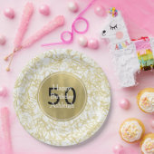 Assiettes En Carton Anniversaire 50 ans Confetti Glam Or Blanc (Fête)