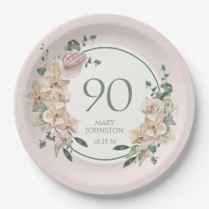 Assiettes En Carton Anniversaire 90 ans Tropical Floral