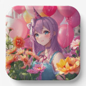 Assiettes En Carton Anniversaire à thème Anime fille (Recto)