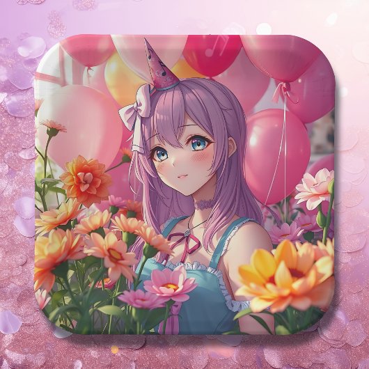 Assiettes En Carton Anniversaire à thème Anime fille