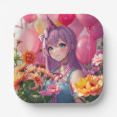 Assiettes En Carton Anniversaire à thème Anime fille (Recto)