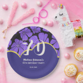 Assiettes En Carton Anniversaire Abstrait de Chamomille Florale Violet (Fête)
