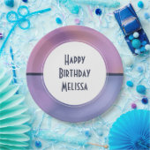 Assiettes En Carton Anniversaire Abstrait moderne violet et rose (Fête)