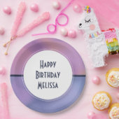 Assiettes En Carton Anniversaire Abstrait moderne violet et rose (Fête)