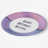 Assiettes En Carton Anniversaire Abstrait moderne violet et rose (Angle)