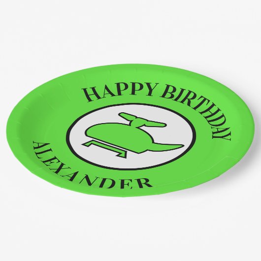 Assiettes En Carton Anniversaire adorable de l'hélicoptère (Angle)