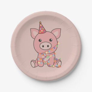 Assiettes En Carton Anniversaire Animal Cute Pig pour les enfants Fête