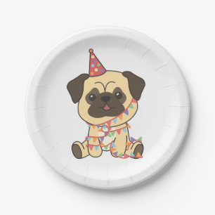 Assiettes En Carton Anniversaire Animal mignonne Carlin pour enfants f
