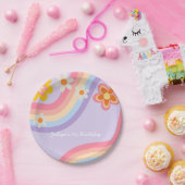 Assiettes En Carton Anniversaire Arc-en-ciel rétro (Fête)