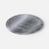 Assiettes En Carton Anniversaire argent parties scintillant monogramme (Angle)
