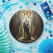 Assiettes En Carton Anniversaire Art Déco Retro Black & Gold Mariage (Fête)