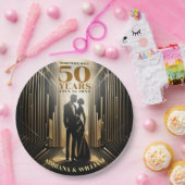 Assiettes En Carton Anniversaire Art Déco Retro Black & Gold Mariage (Fête)