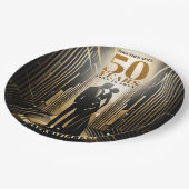 Assiettes En Carton Anniversaire Art Déco Retro Black & Gold Mariage (Angle)