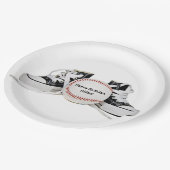 Assiettes En Carton anniversaire baskets noirs et baseball sur blanc (Angle)