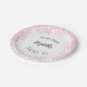 Assiettes En Carton Anniversaire blanc rose parties scintillant nom de (Angle)
