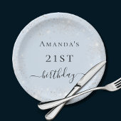 Assiettes En Carton Anniversaire bleu clair argent parties scintillant