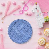 Assiettes En Carton Anniversaire bleu typographie ajouter nom (Fête)