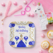 Assiettes En Carton Anniversaire Blonde Princesse en bleu (Fête)